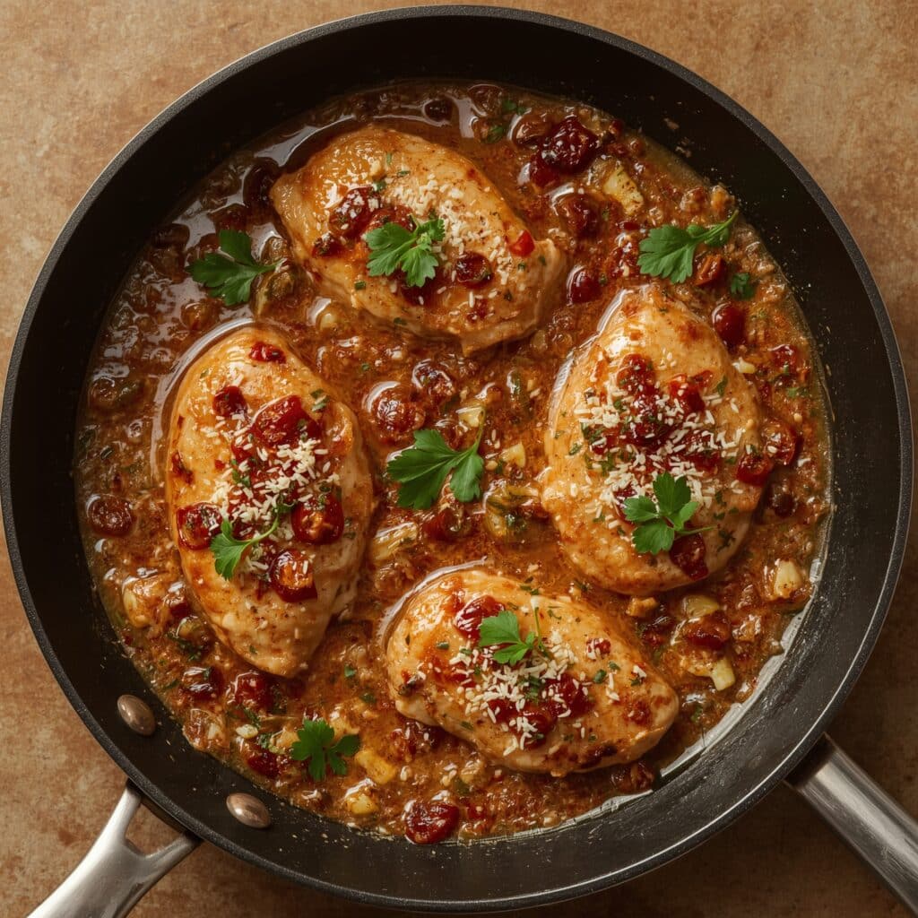 Chicken in cream sauce skillet
