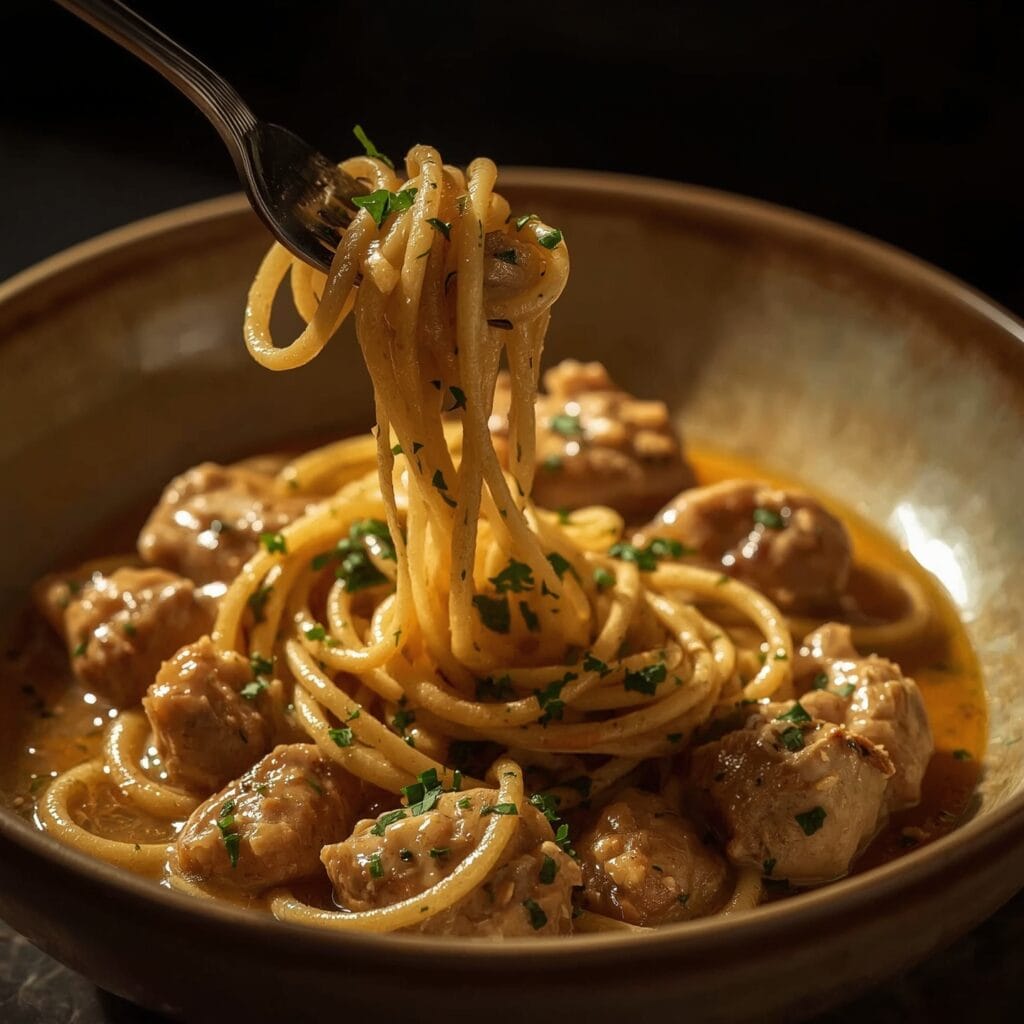 Tuscan chicken pasta recipe card