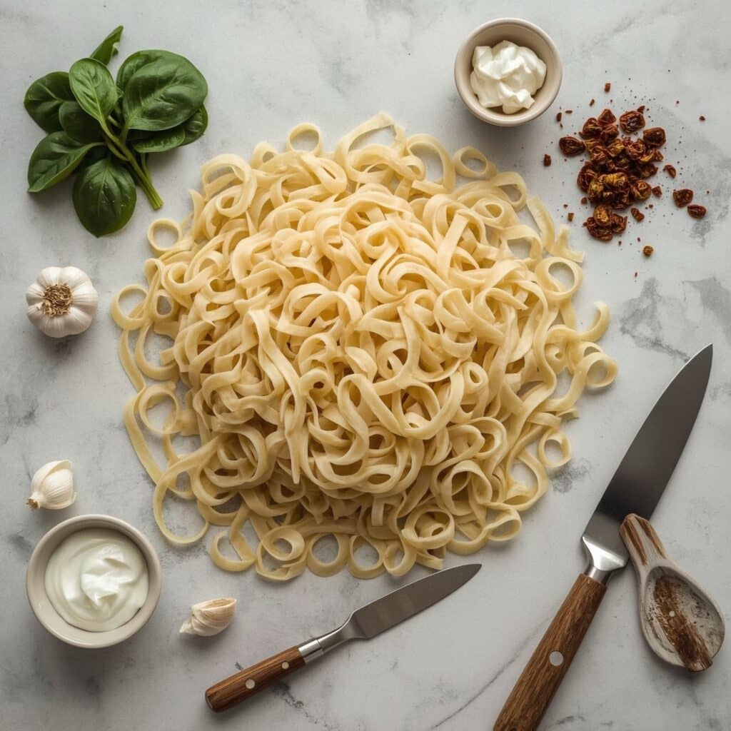 Ingredients for Tuscan chicken pasta